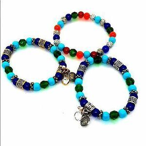 R J Graziano Multi-Colored Beaded Stretch Bracelets